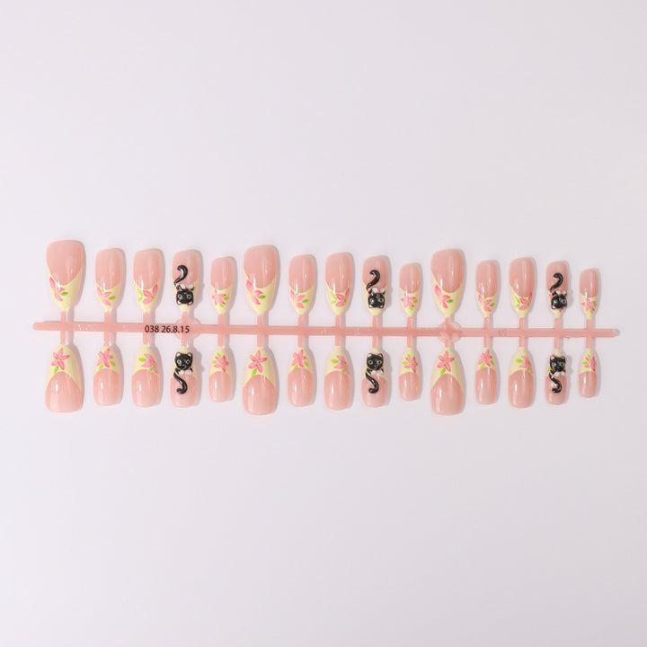 Artistic Cat-Themed Press-On Nail Tips Stornfield