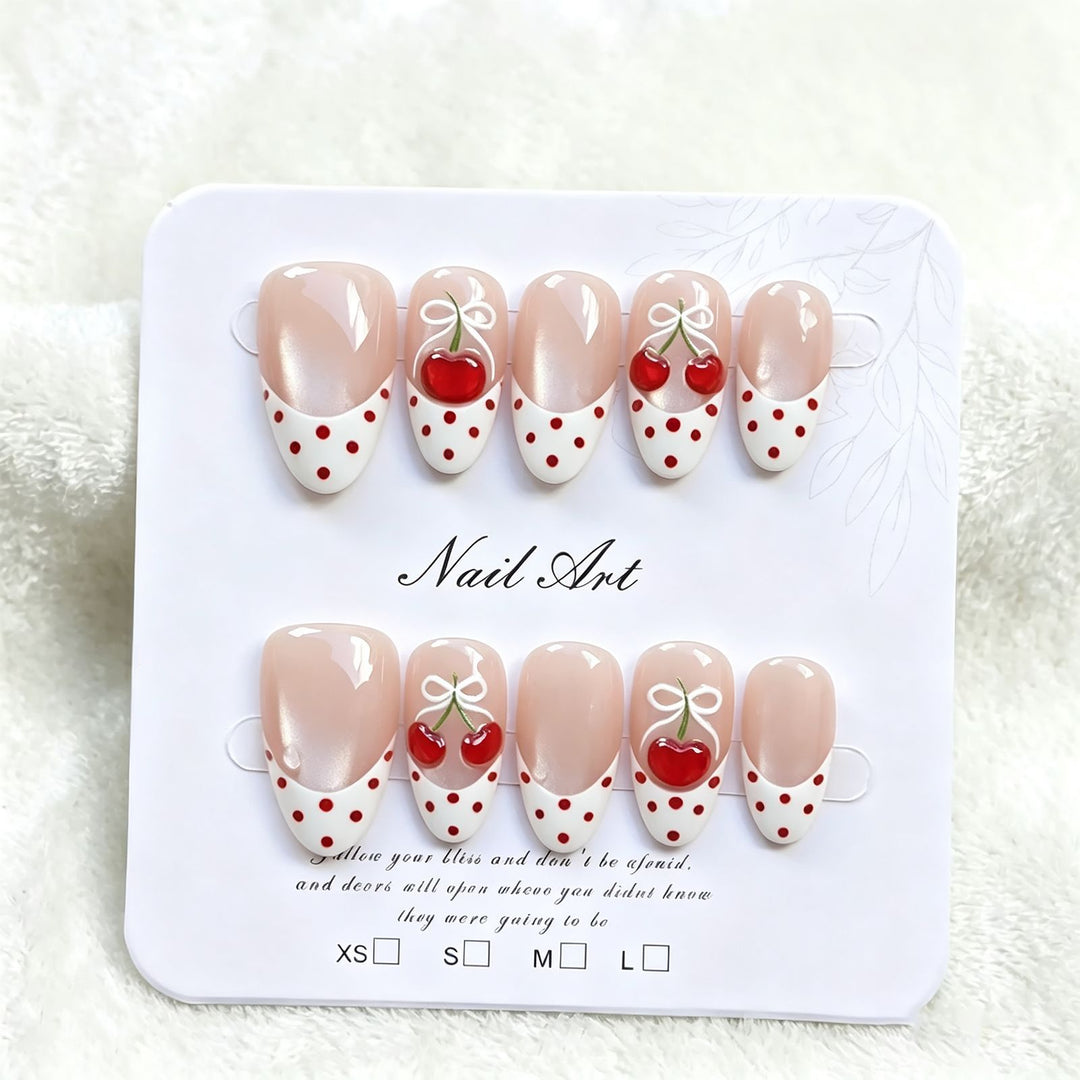 Charming Cherry-Themed Press-On Nail Set Stornfield