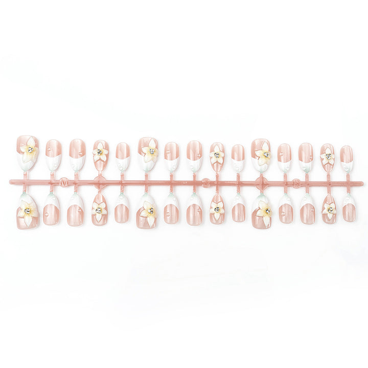 Premium Decorative Press-On Nail Set with Floral Accents Stornfield
