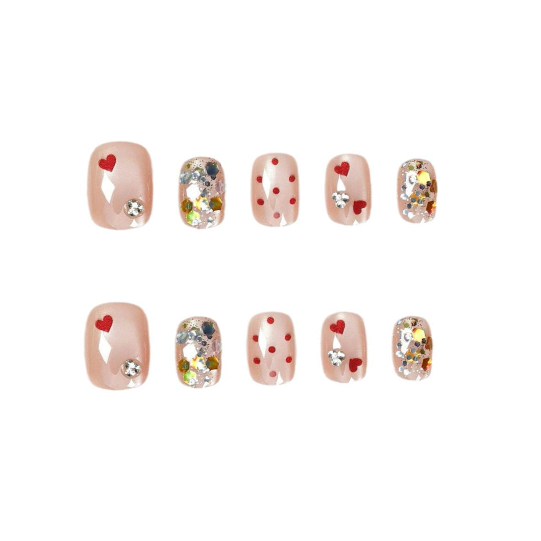 Artistic Heart-Themed Press-On Nail Set Stornfield
