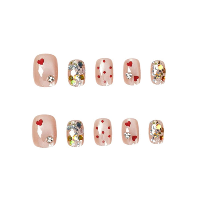 Artistic Heart-Themed Press-On Nail Set Stornfield
