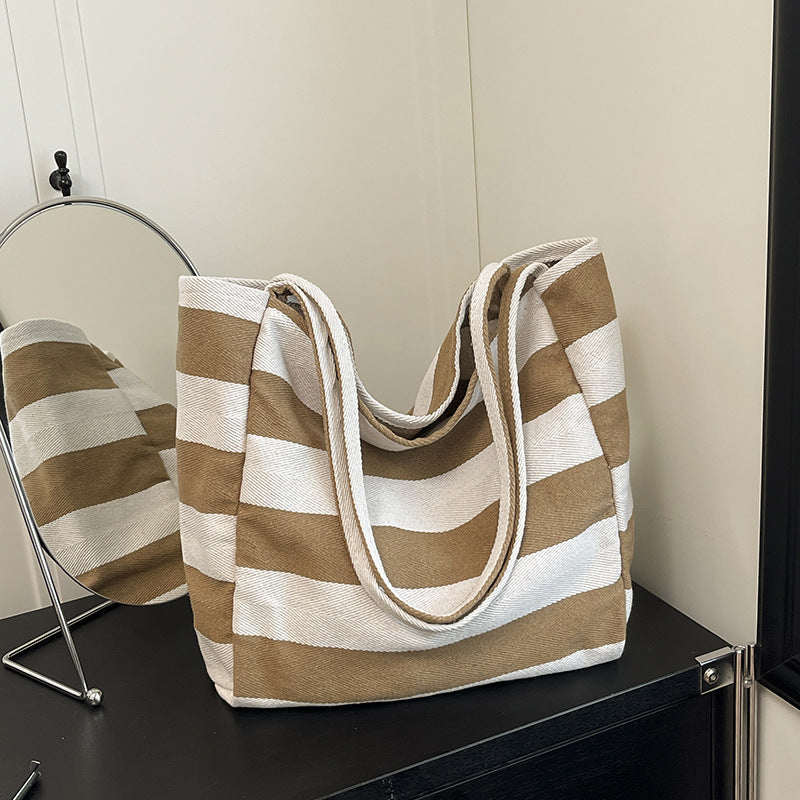 Stylish Striped Shoulder Tote Bag