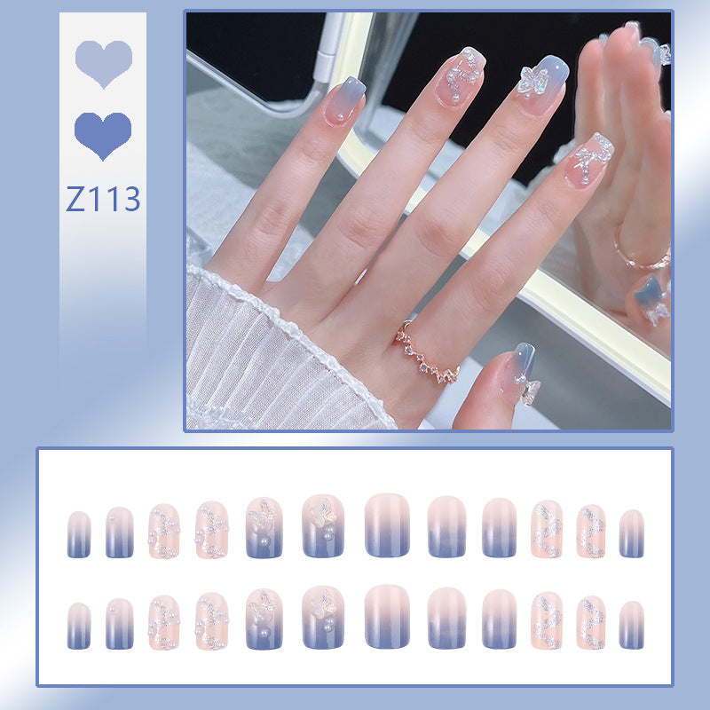 Acrylic nail set with sparkling glitter elements and appealing ombre design Stornfield