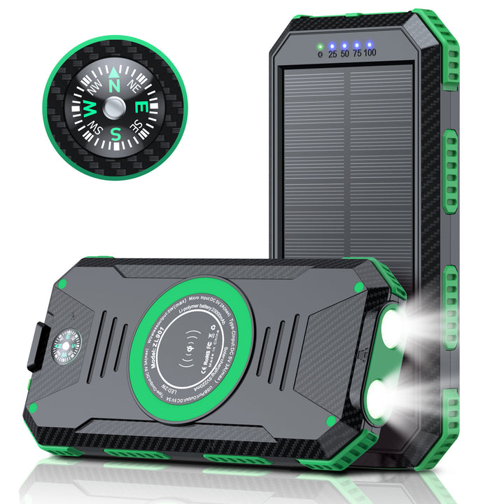 Solar-powered power bank with integrated compass and LED lighting Stornfield