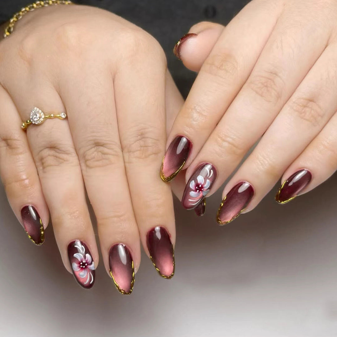 Elegant Floral Accent Press-On Nail Art Set Stornfield