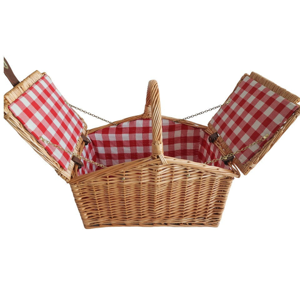 Ladies picnic basket with removable compartments and classic gingham pattern Stornfield
