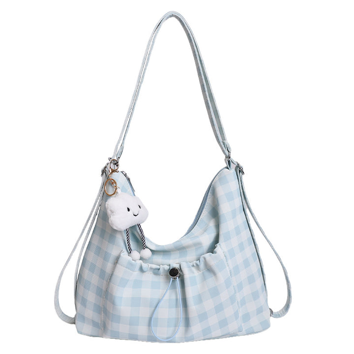 Gingham Print Slouchy Shoulder Bag