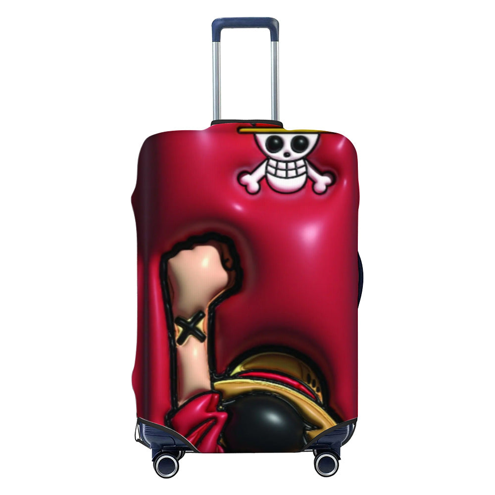 Unisex stretchable suitcase cover with impressionist landscape print and zipper for trolley with swivel wheels Stornfield