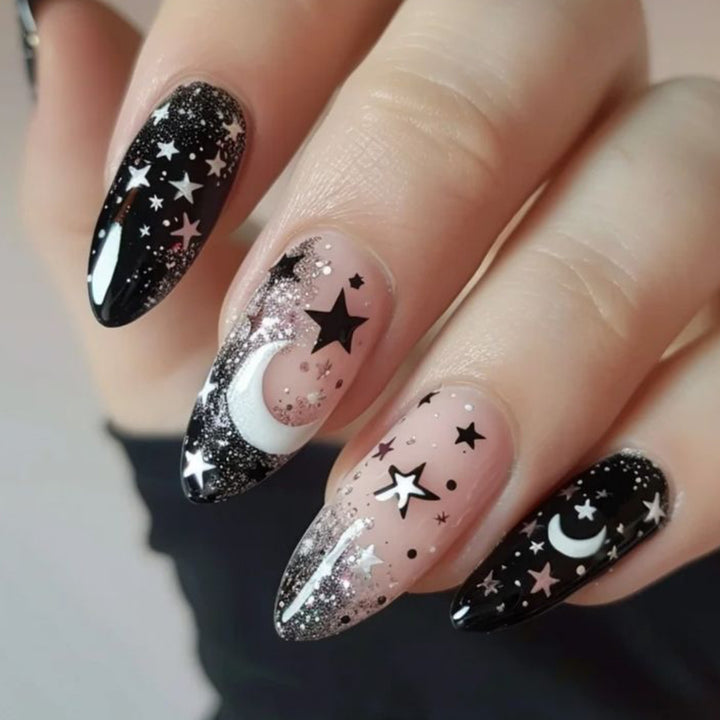 Stiletto Nail Art Extensions with Celestial Design Stornfield