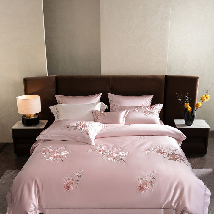 Embroidered Satin Duvet Cover Bedding Set