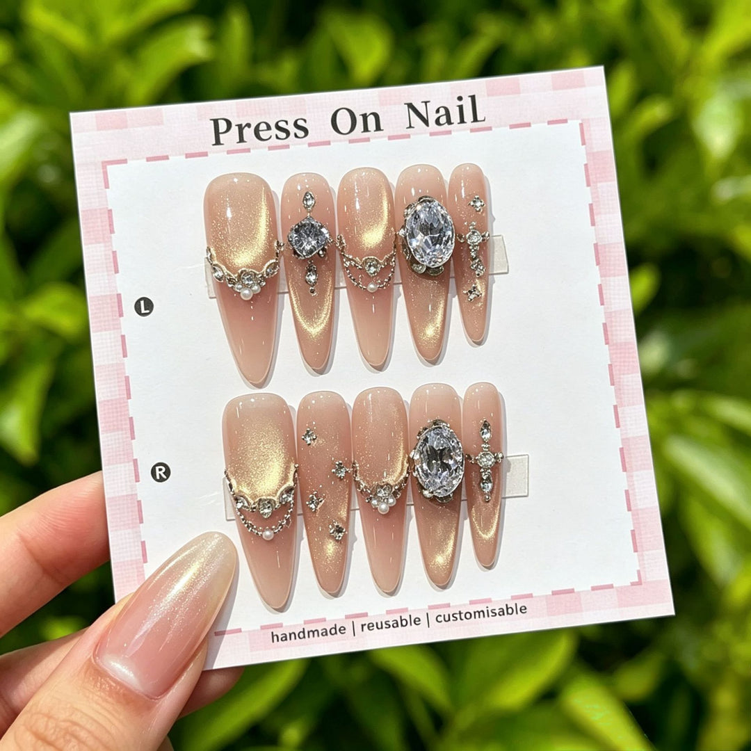 Artistic Press-On Nail Set with Floral and Patterned Designs