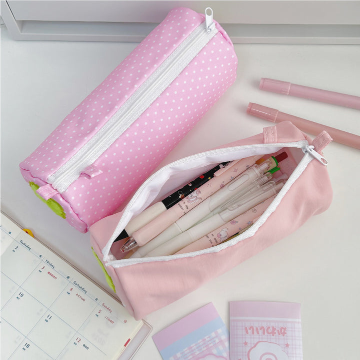 Strawberry-Themed Plush Pencil Pouch