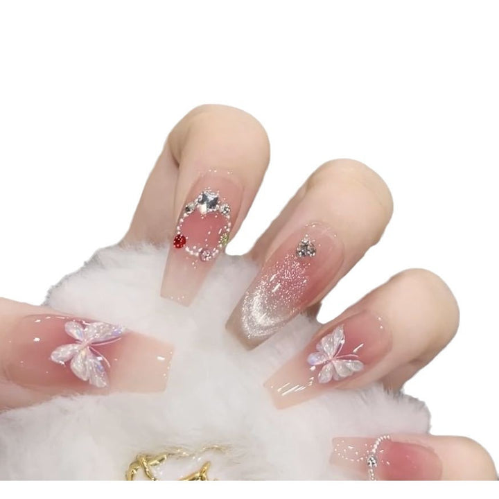 Artistic 3D Floral Press-On Nail Set Stornfield