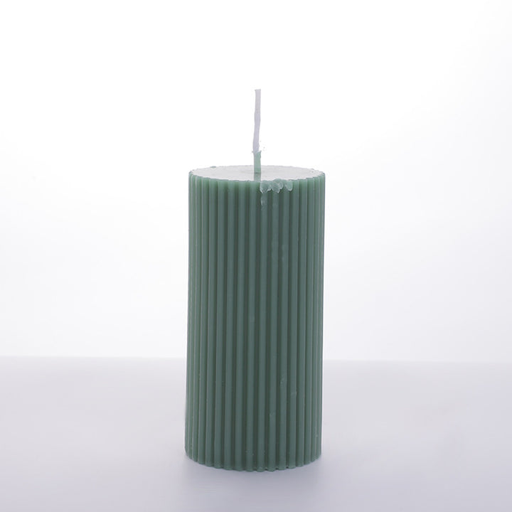 Ribbed Unscented Pillar Candle with Vertical Fluted Texture