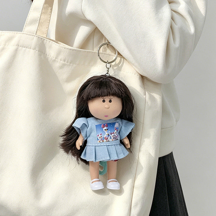 Hooded Doll Bag Charm Keychain with Denim Outfit & Loop Strap Stornfield