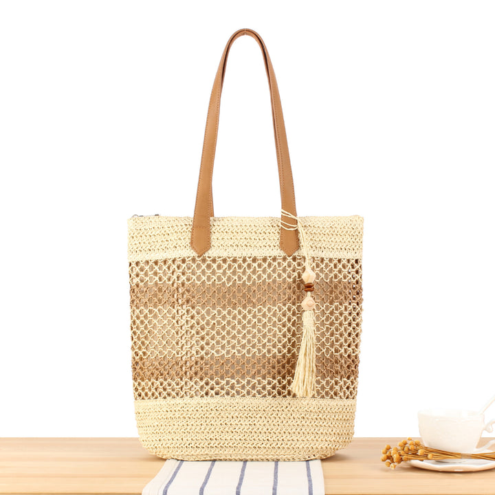 Handbag Made from Handwoven Natural Material with Elegant Tassel Details Stornfield