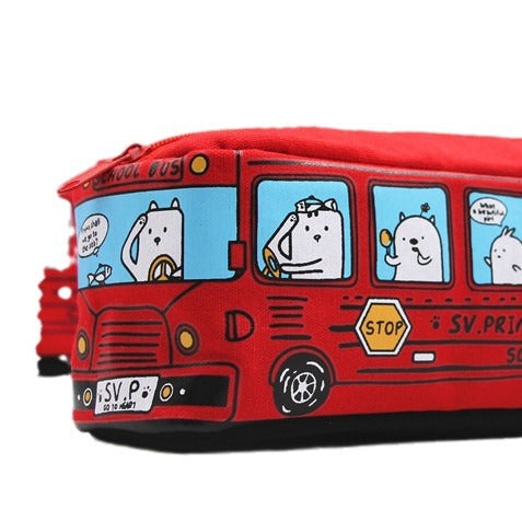 Fun Cartoon School Bus Zippered Pencil Case Stornfield