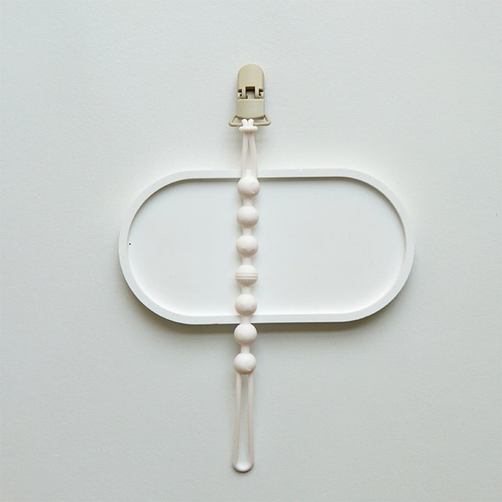 Silicone Beaded Pacifier Clip with Wooden Safety Clamp