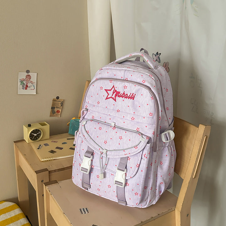 Star-Embellished Casual School Backpack Stornfield
