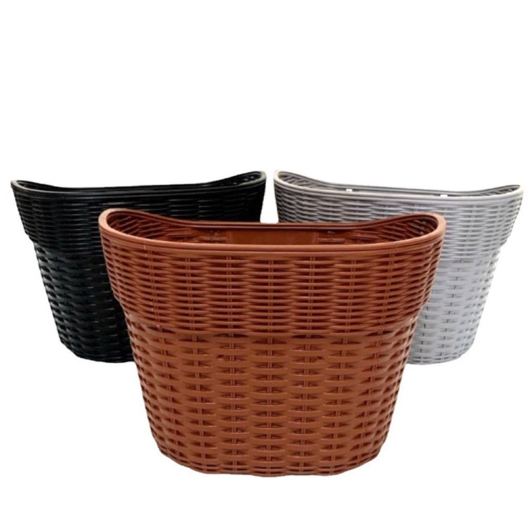 woven rattan style PVC bicycle front basket with quick release mounting Stornfield