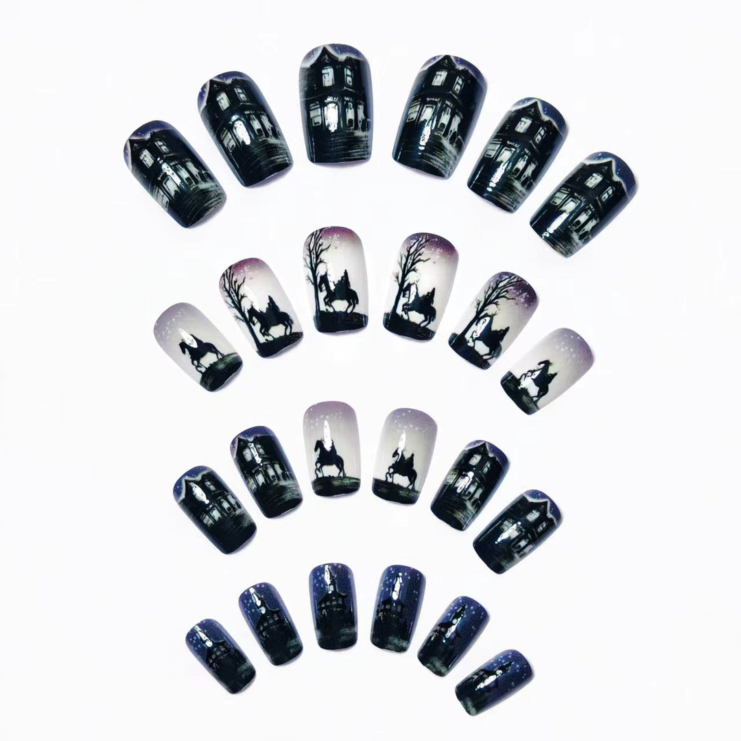 Artificial nails with mysterious winter landscape design Stornfield