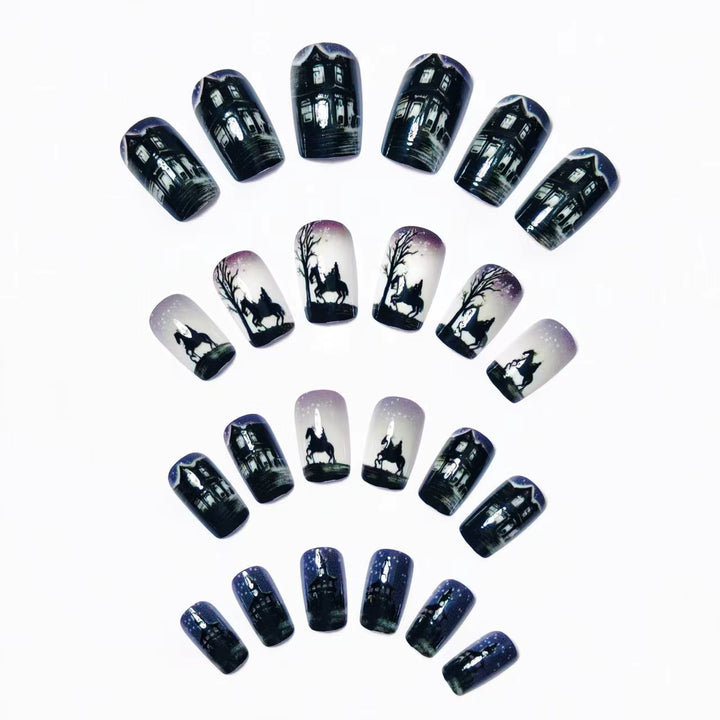 Artificial nails with mysterious winter landscape design Stornfield