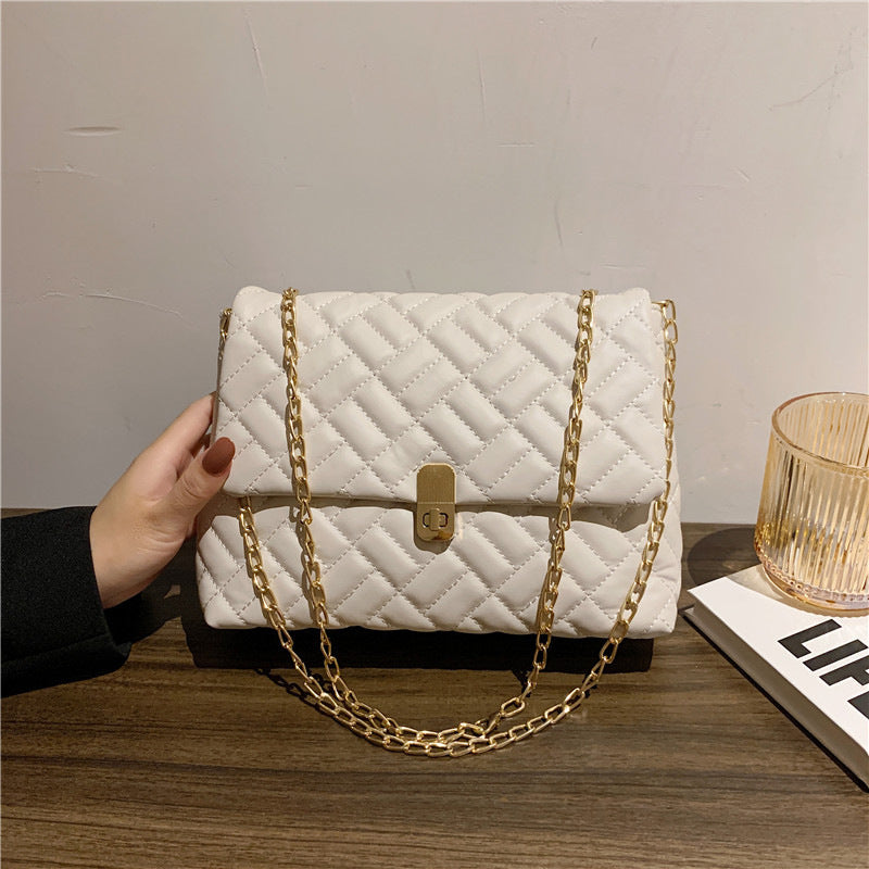 Quilted Chain-Handled Evening Handbag