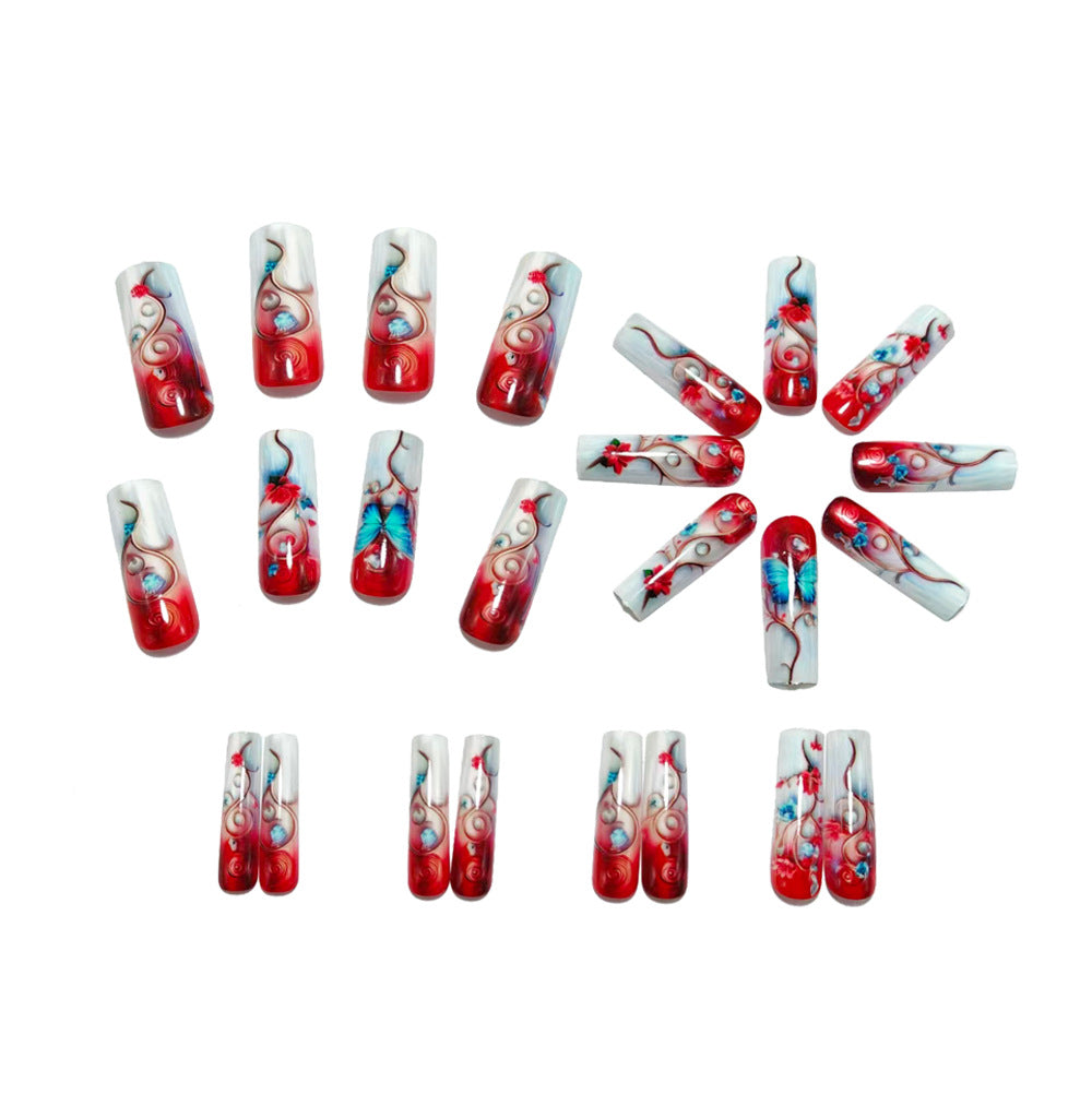 Artificial nails with flower and butterfly design Stornfield