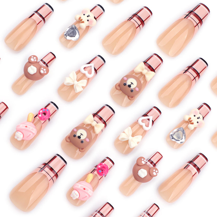 Artificial nail art with cute animal and candy motifs Stornfield