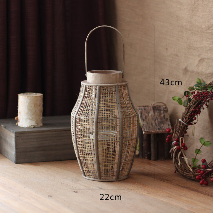 Rustic lantern made of braided natural material Stornfield