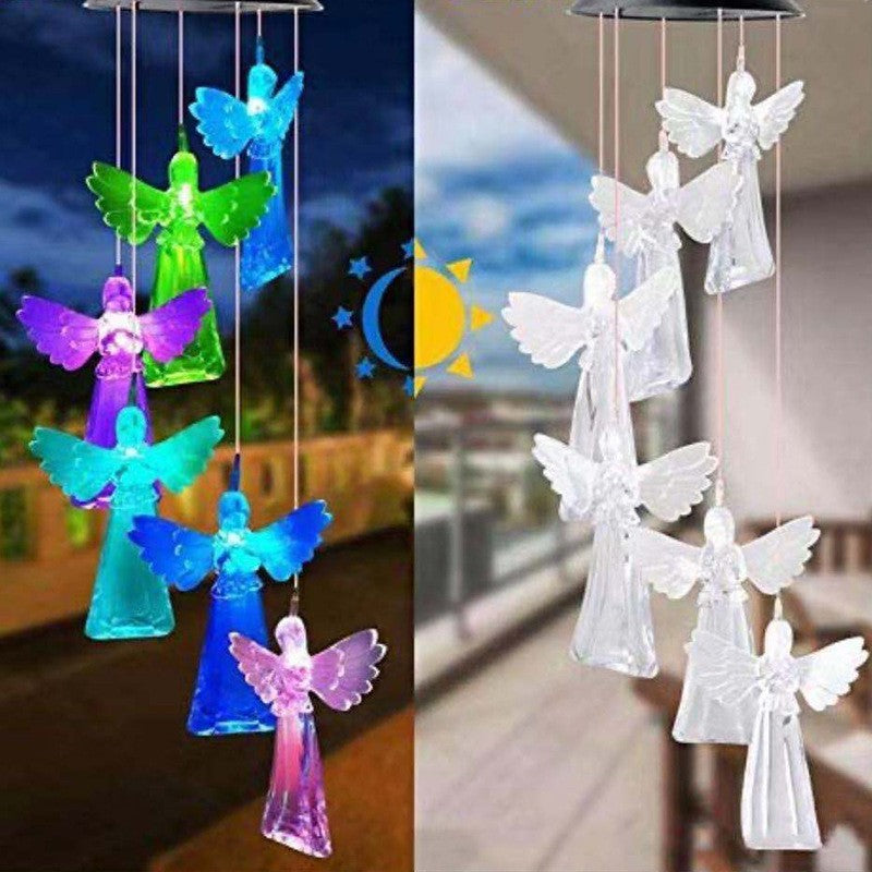 Solar-Powered Hanging Hummingbird LED Wind Chime With Color-Changing RGB Acrylic Birds And Weatherproof Top Stornfield