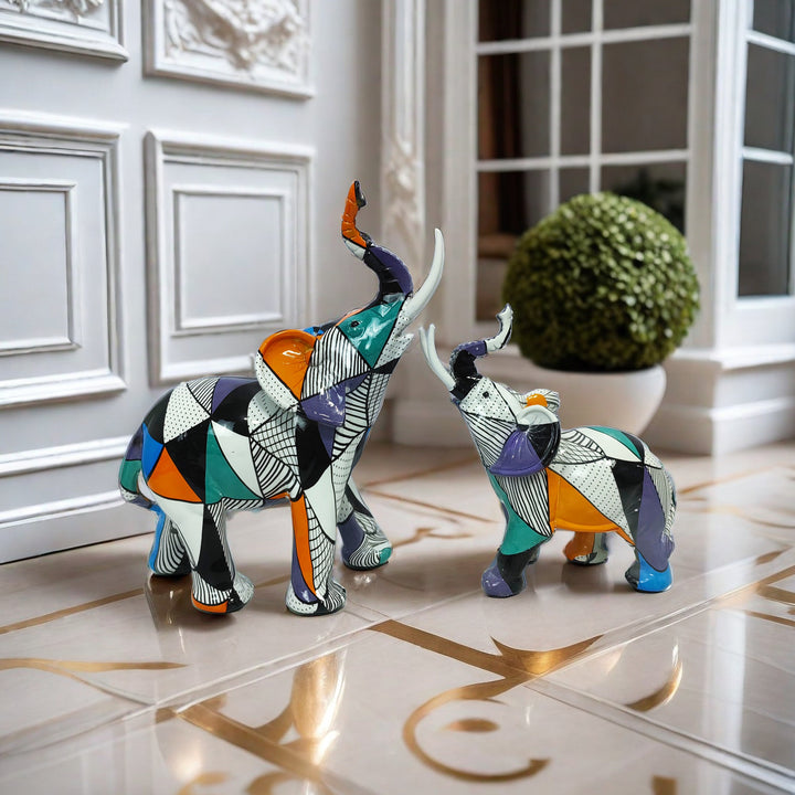 Artistic elephant figure with colorful design Stornfield