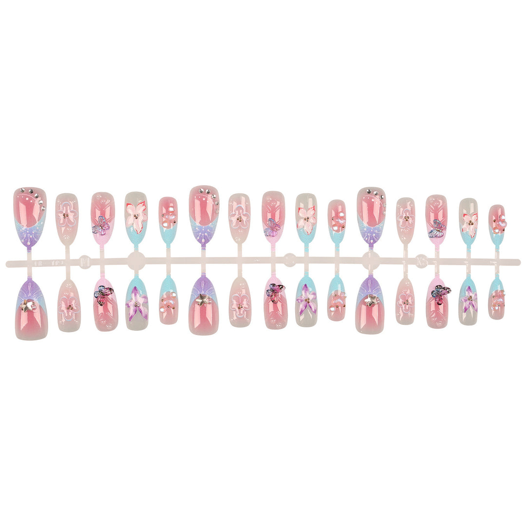 Floral Acrylic Press-On Nail Art Set