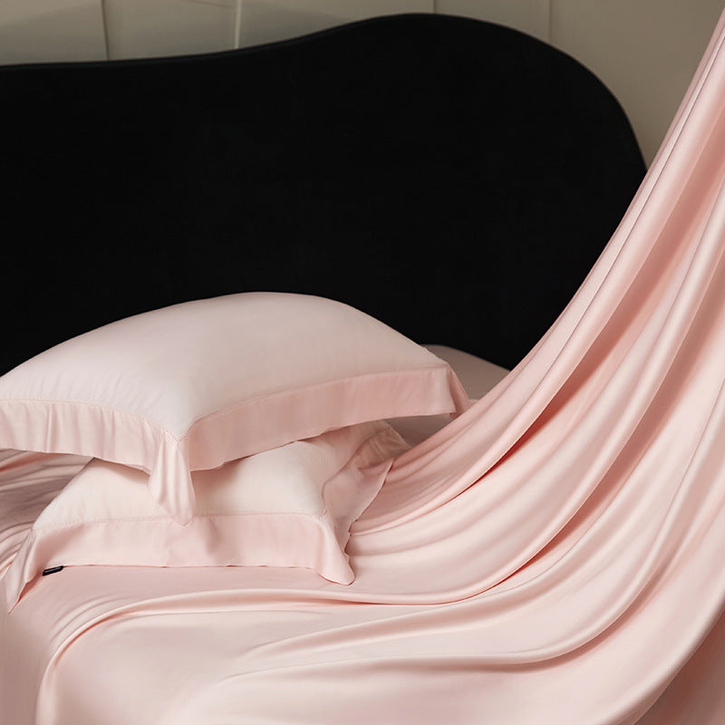 Luxurious satin bedding set with fine hemstitch decoration