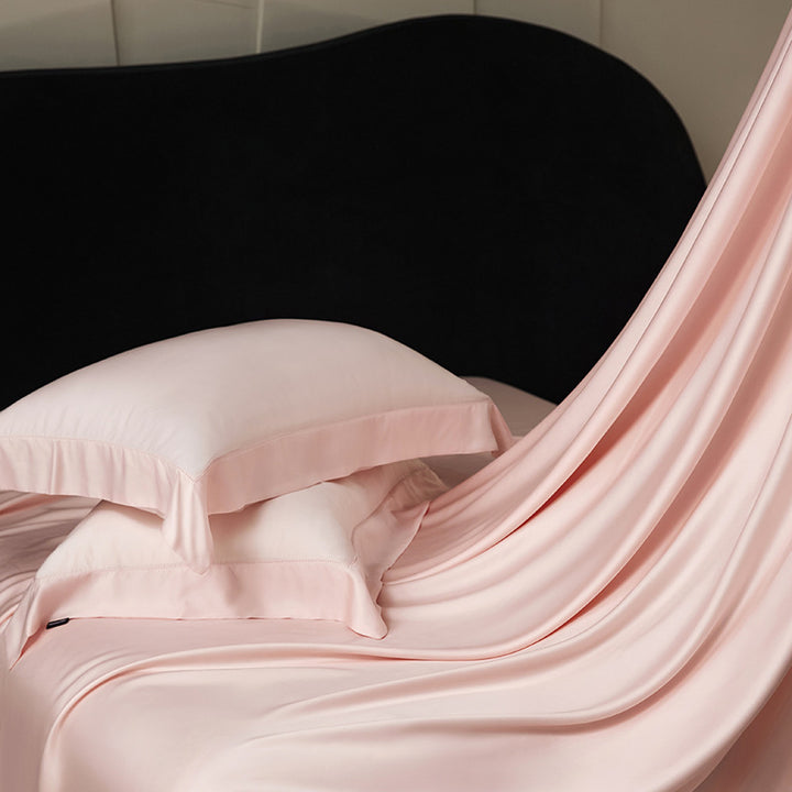 Luxurious satin bedding set with fine hemstitch decoration