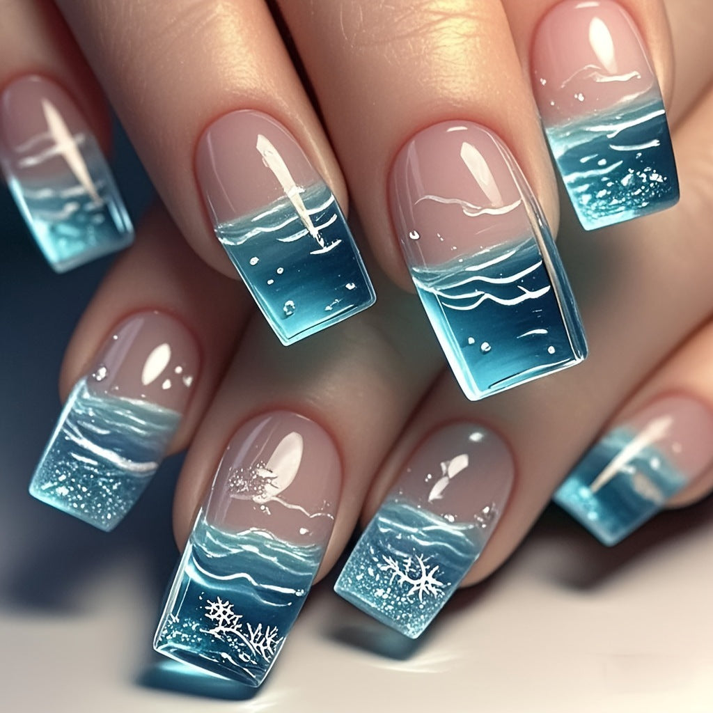 Nail art with creative ocean waves design Stornfield