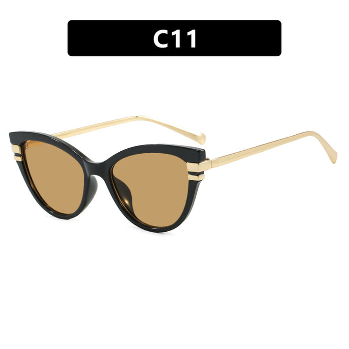 Ladies Cat-Eye Sunglasses with Elegant Plastic Frame and Golden Accents Stornfield