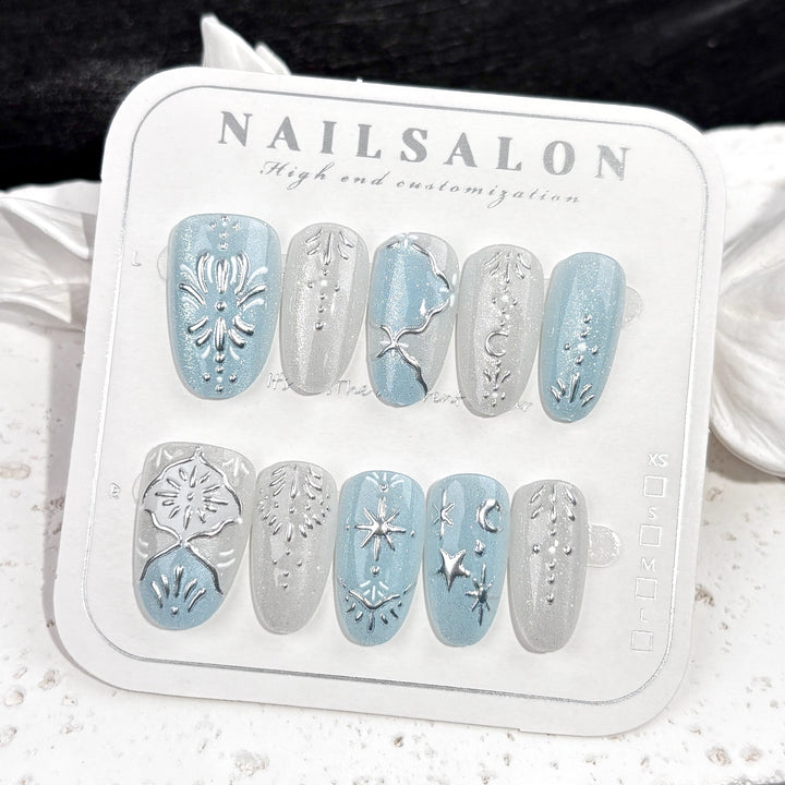 Elegant Floral-Embellished Press-On Nails