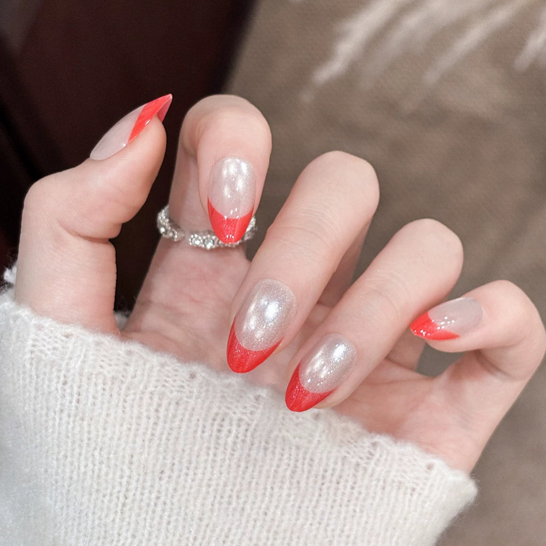 Glossy French Tip Press-On Nails