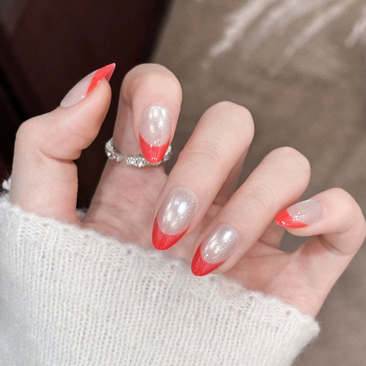 Glossy French Tip Press-On Nails