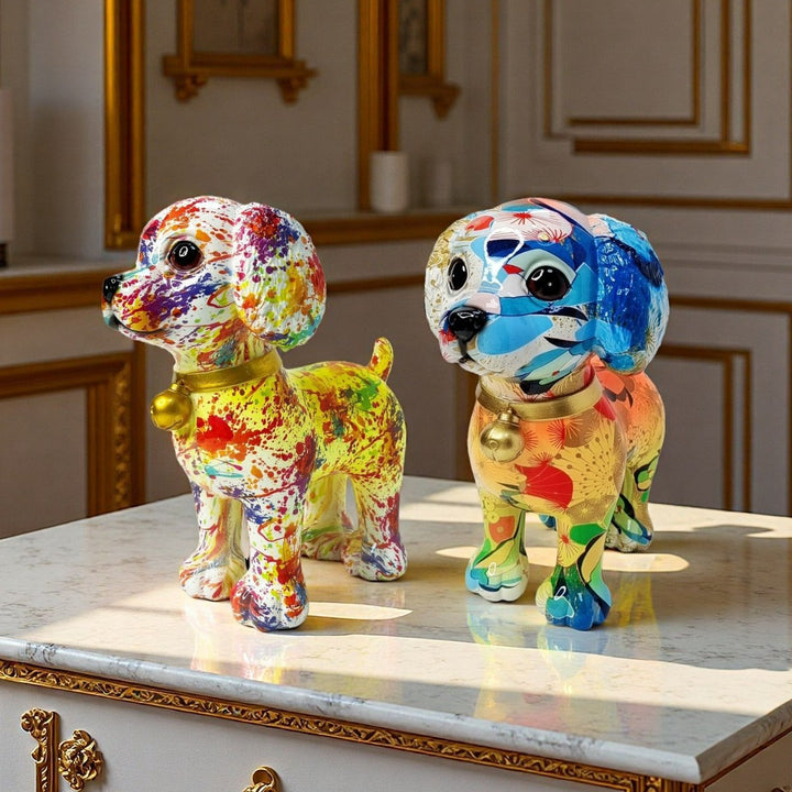 Artful dog sculpture with colorful design Stornfield