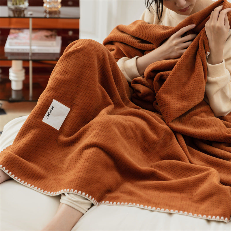 Luxury Waffle-Texture Plush Throw Blanket