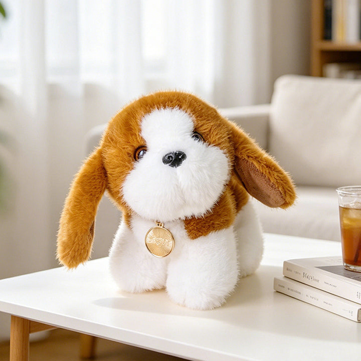 Plush Rottweiler-Style Collectible Puppy with Studded Collar and Gold Medallion Stornfield