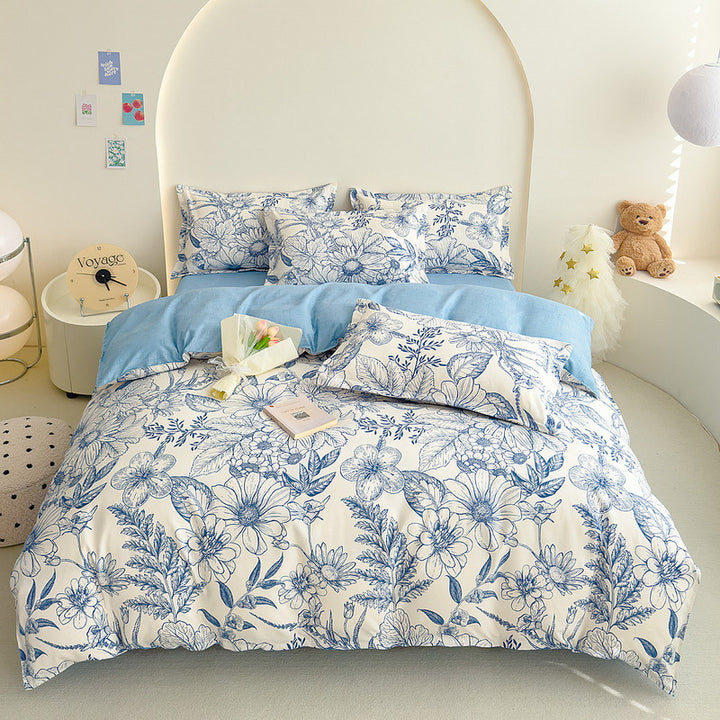 Floral Patterned Reversible Duvet Cover Set