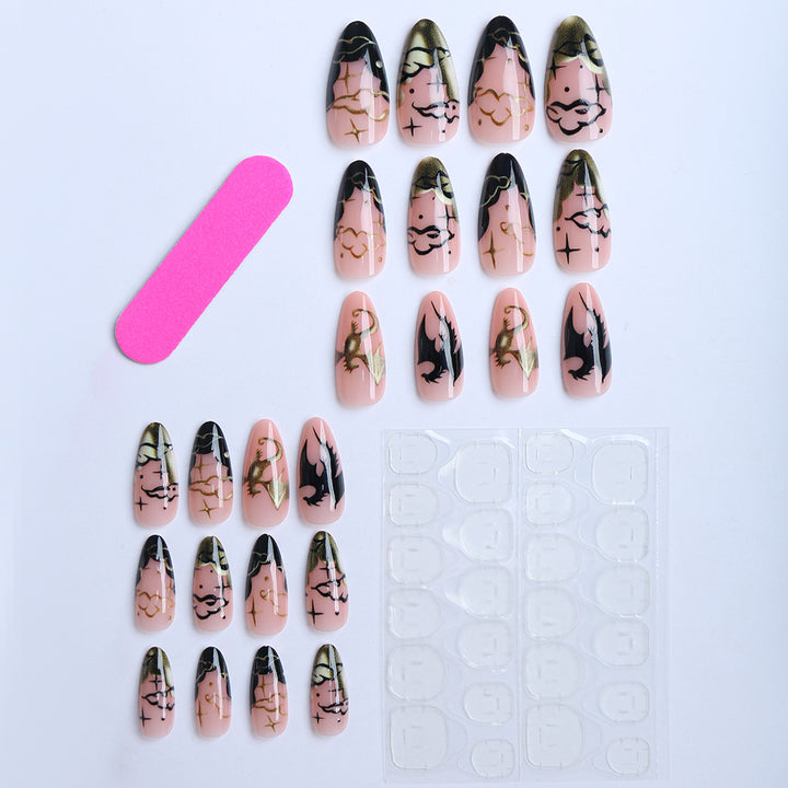 Elegant Artificial Fingernails with Gothic Motifs Stornfield