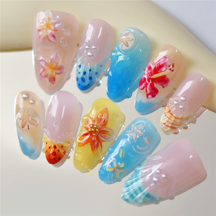Artistic 3D Floral Nail Art Extensions Stornfield