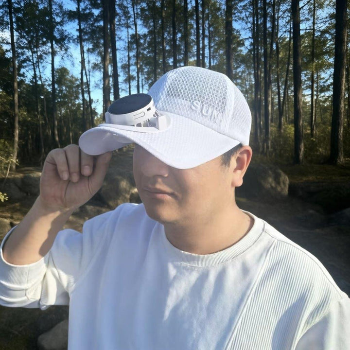 Sun Cap with removable solar fan, breathable mesh and adjustable umbrella Stornfield