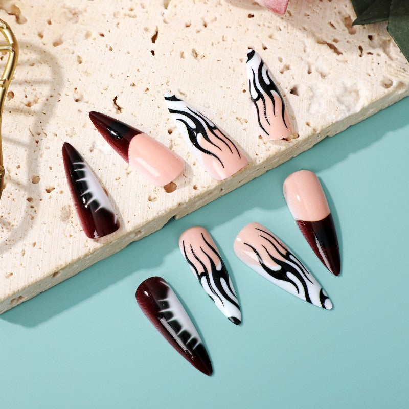 Artificial nails with creative black-and-white pattern Stornfield