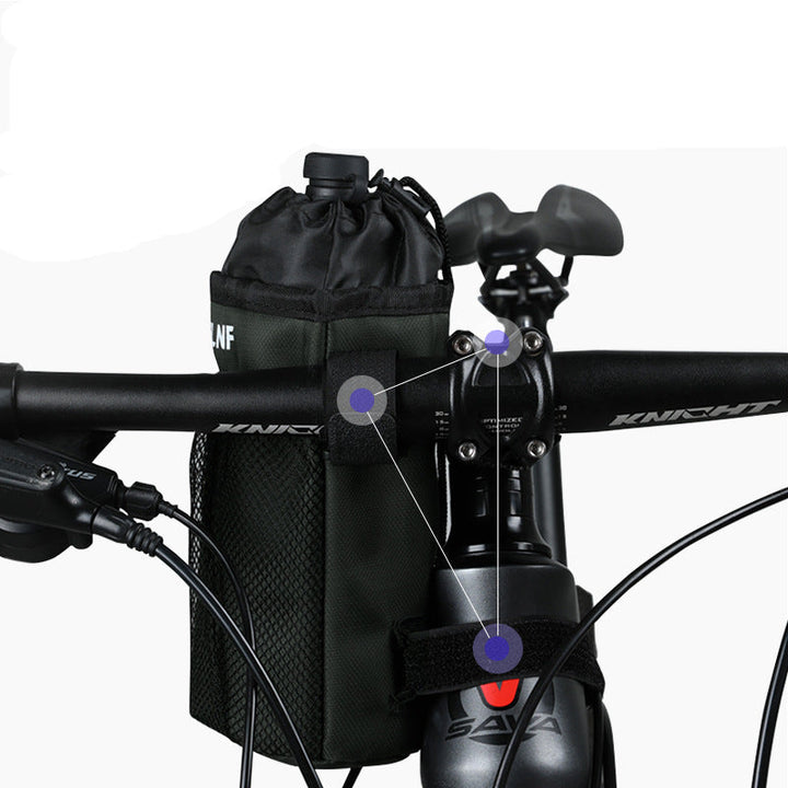 insulated bike bottle holder with adjustable Velcro straps and mesh pocket Stornfield