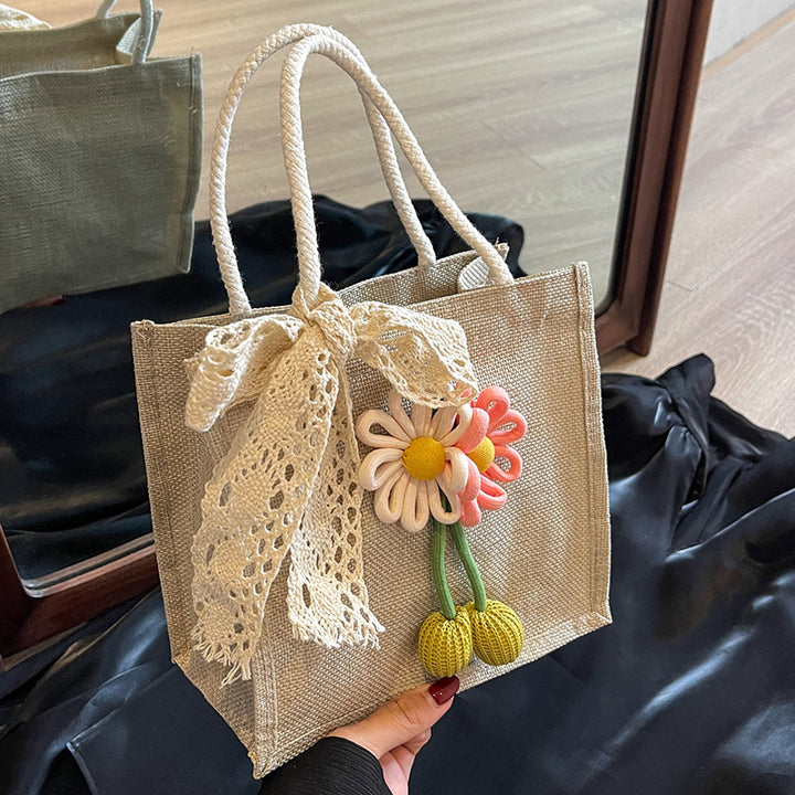 Decorative Floral Accent Tote Bag